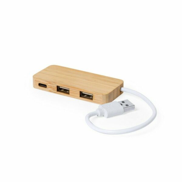 Eko Bambusowy hub USB 2.0 z USB typu C - jasnobrązowy