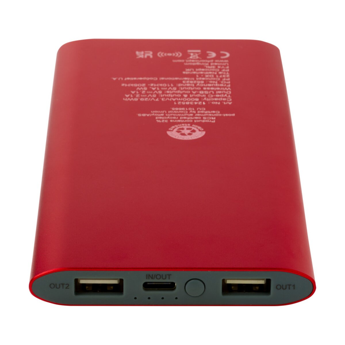 Juice bezprzewodowy powerbank o pojemności 8000 mAh Type-C z aluminium pochodzącego z recyklingu