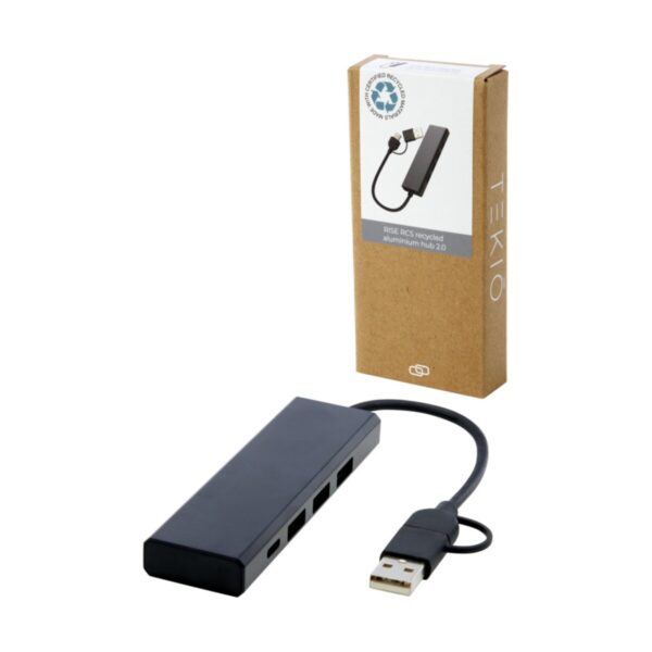 Rise hub USB 2.0 z aluminium pochodzącego z recyklingu z certyfikatem RCS