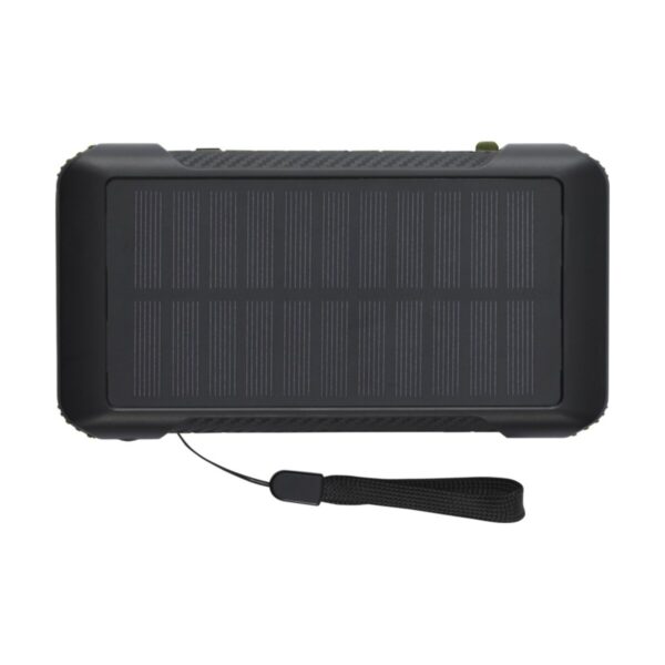 Soldy powerbank solarny o pojemności 10 000 mAh z dynamem wykonany z tworzyw sztucznych pochodzących z recyklingu z certyfika