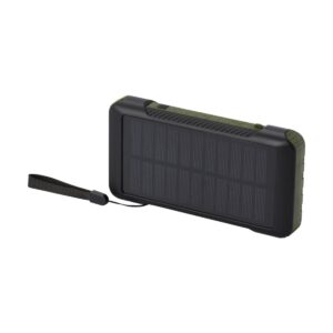 Soldy powerbank solarny o pojemności 10 000 mAh z dynamem wykonany z tworzyw sztucznych pochodzących z recyklingu z certyfika