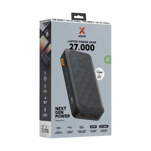 Xtorm FS5271seria Fuel powerbank o pojemności 27 000 mAh i mocy 67 W