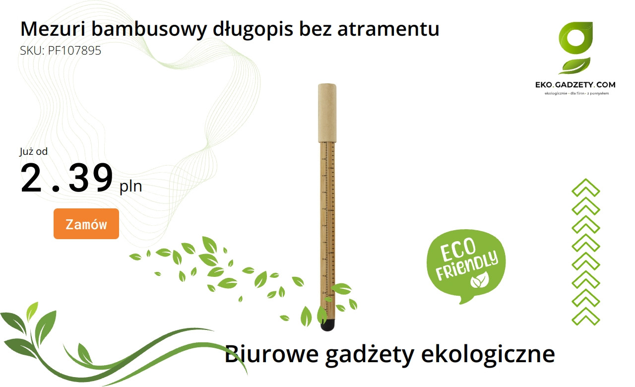 Bambusowy długopis Mezuri bez atramentu