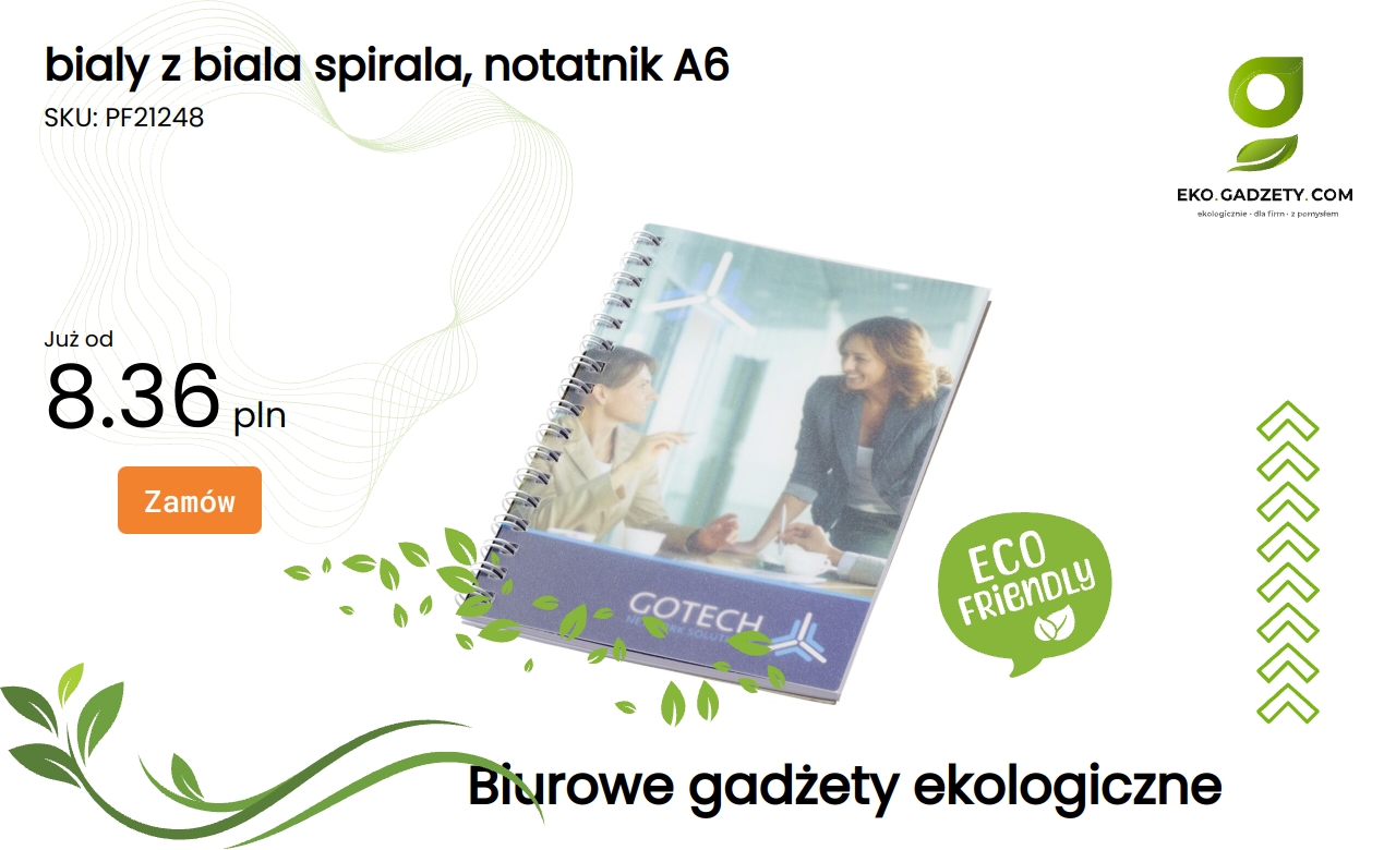Biały notatnik A6 z białą spiralą