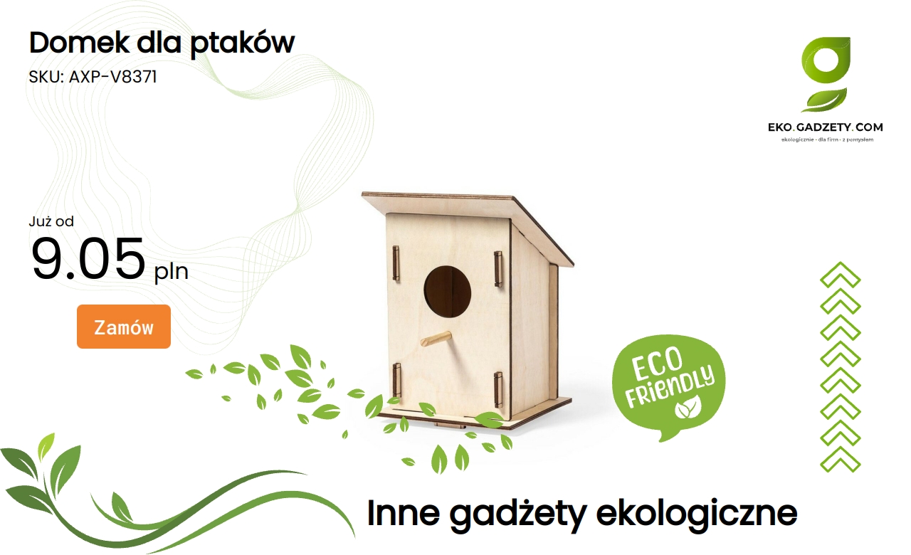 Domek dla ptaków z drewna na tle natury