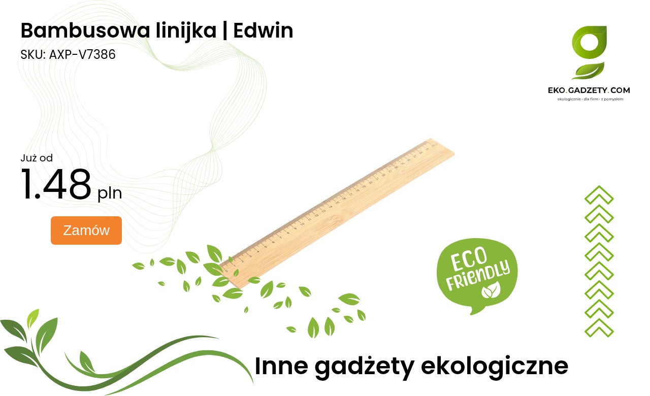 Ekologiczna bambusowa linijka marki Edwin