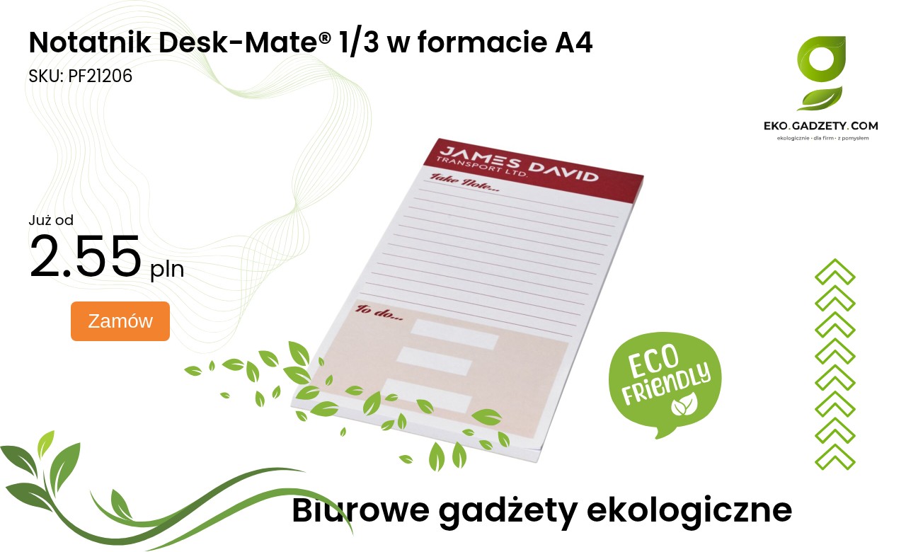 Notatnik Desk-Mate® 1/3 w formacie A4 Notatnik Desk-Mate 1/3 A4 na biurko