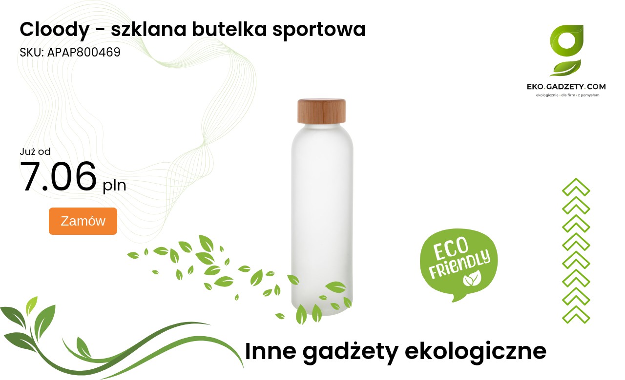 Cloody - szklana butelka sportowa Elegancka szklana butelka sportowa Cloody