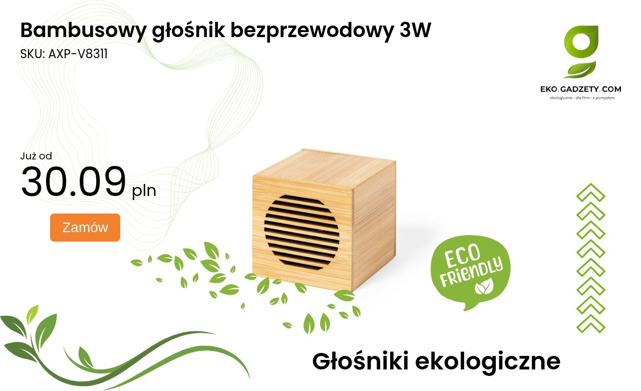 Bambusowy głośnik bezprzewodowy 3W Bambusowy głośnik bezprzewodowy 3W