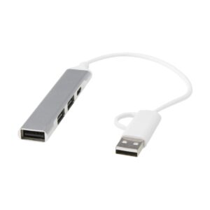 Eko Alkaid 4-portowy hub USB-A i typu C z podwójnym wejściem wykonany z aluminium z recyklingu 12446981