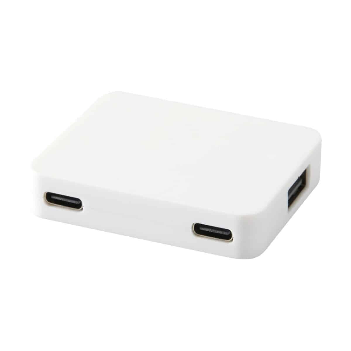 Eko Gaia 4-portowy hub USB z wyjściem USB-A i typu C oraz podwójnym wejściem — wykonany z tworzyw sztucznych pochodzących z recyklingu 12444901