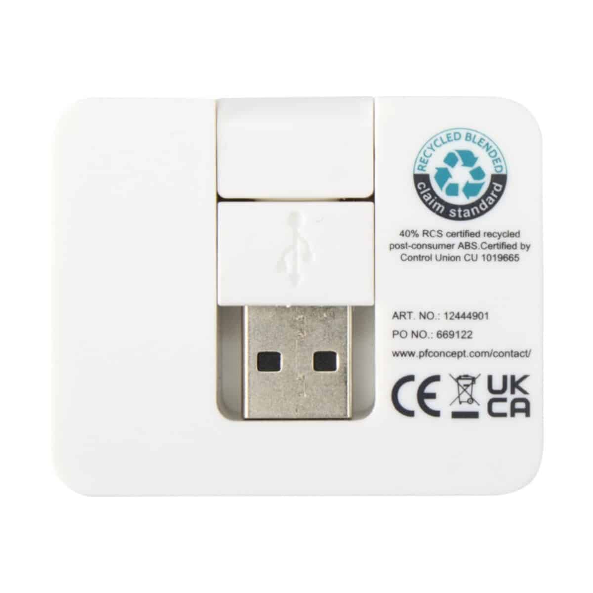 Eko Gaia 4-portowy hub USB z wyjściem USB-A i typu C oraz podwójnym wejściem — wykonany z tworzyw sztucznych pochodzących z recyklingu 12444901_b1