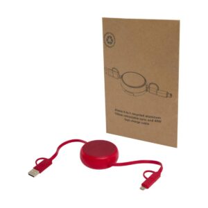 Eko Alasia zwijany kabel do synchronizacji danych i szybkiego ładowania 5 w 1 45 W o długości 100 cm z tworzyw sztucznych i aluminium pochodzących z recyklingu 12442021