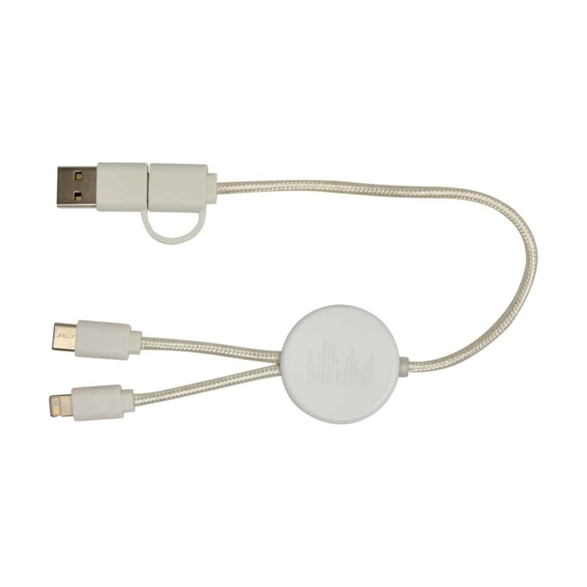 Eko Chechia kabel do synchronizacji danych i szybkiego ładowania 5 w 1 27 W o długości 30 cm z tworzyw sztucznych pochodzących z recyklingu z detalami z bambusa 12442101_b1