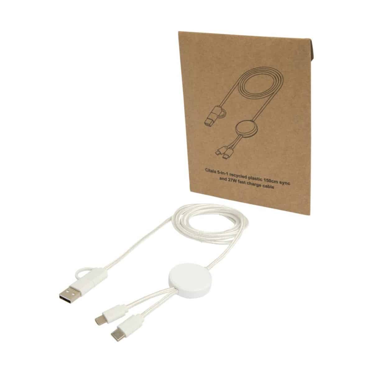Eko Citala kabel do synchronizacji danych i szybkiego ładowania 5 w 1 27 W o długości 150 cm z tworzyw sztucznych pochodzących z recyklingu 12442801