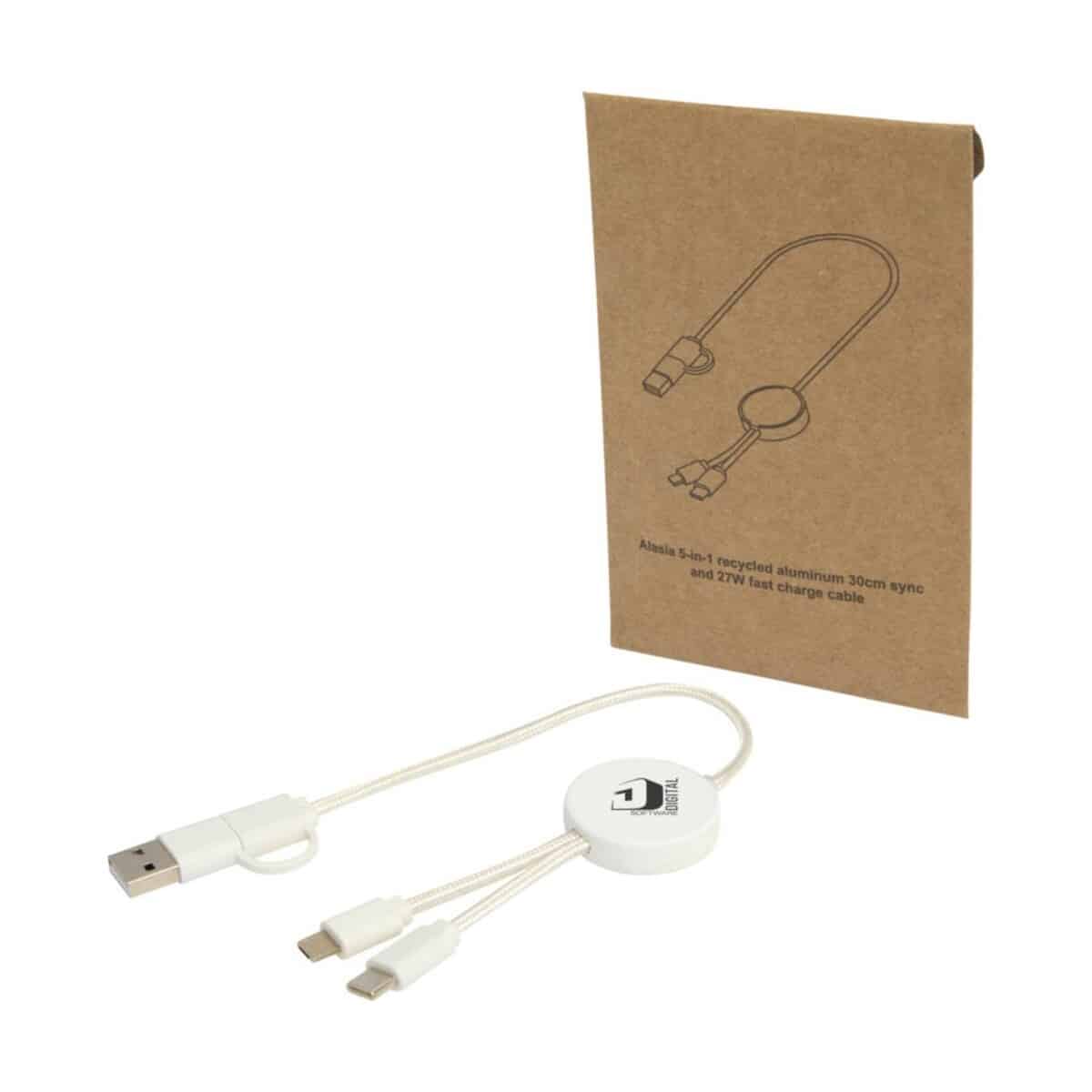 Eko Citala kabel do synchronizacji danych i szybkiego ładowania 5 w 1 27 W o długości 30 cm z tworzyw sztucznych pochodzących z recyklingu 12442701_pp_y1