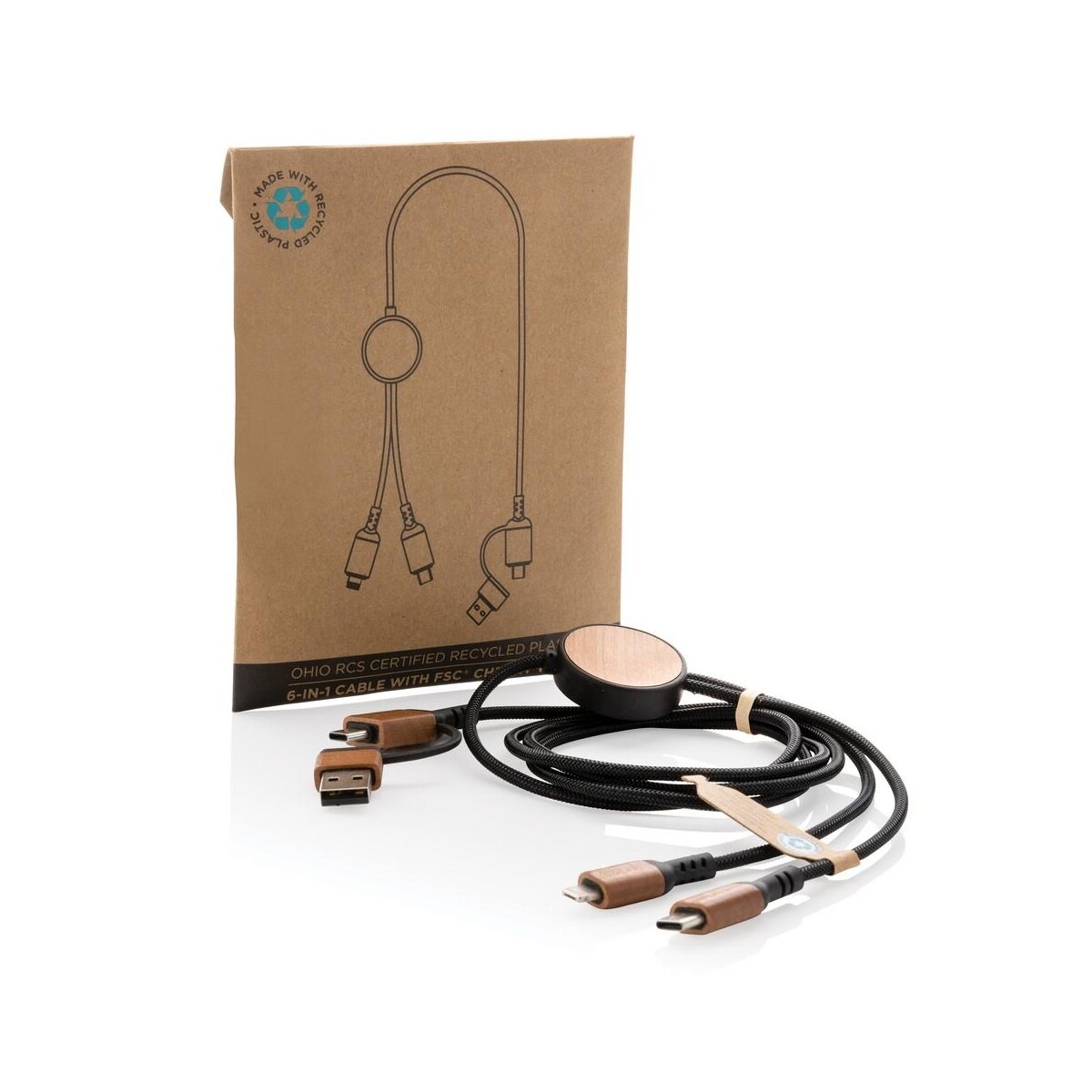 Eko Kabel do ładowania 6 w 1 Ohio, plastik z recyklingu P302.861__P_500