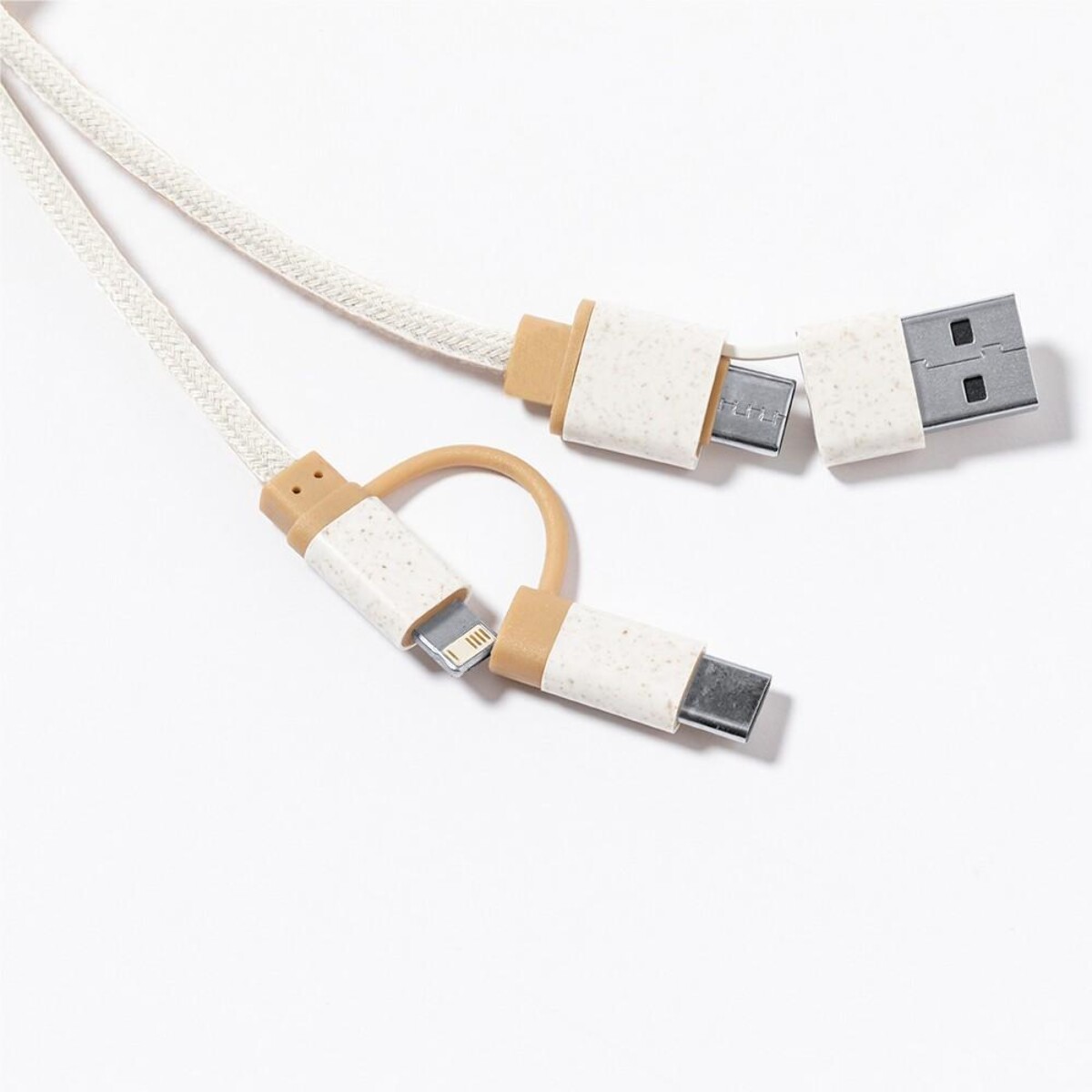 Eko Kabel do ładowania ze słomy pszenicznej i bawełny z karabińczykiem, bambusowy element V1362-00_AAA02
