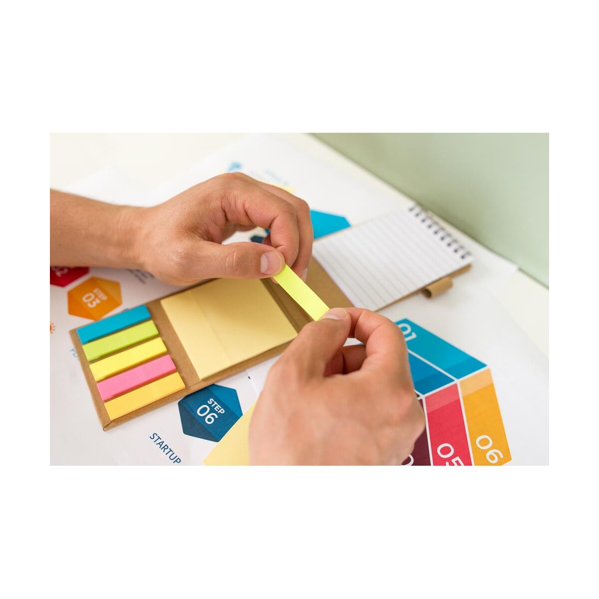 Eko Zestaw do notatek, notatnik, karteczki samoprzylepne, długopis | Madelyn V2241_B