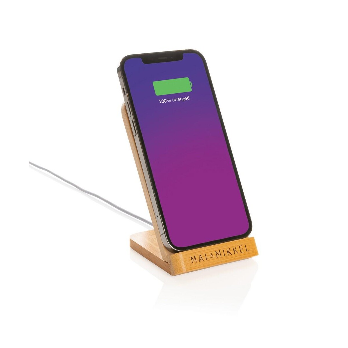 Eko Bambusowa ładowarka bezprzewodowa 5W, stojak na telefon P308.359__D_100