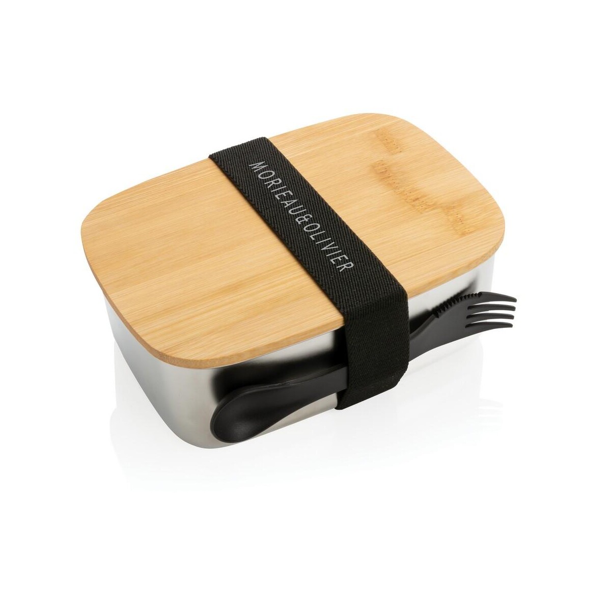 Eko Pudełko śniadaniowe z bambusowym wieczkiem, łyżkowidelec P269.622__D_100