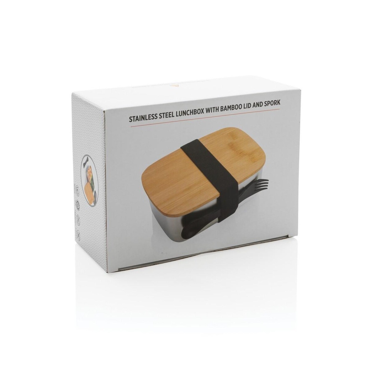 Eko Pudełko śniadaniowe z bambusowym wieczkiem, łyżkowidelec P269.622__P_501