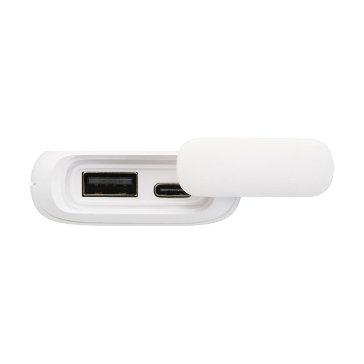 Eko Alkes wodoodporny powerbank z karabińczykiem o pojemności 5000 mAh i mocy 12 W, wykonany z tworzyw sztucznych pochodzących z recyklingu 12447001_d1