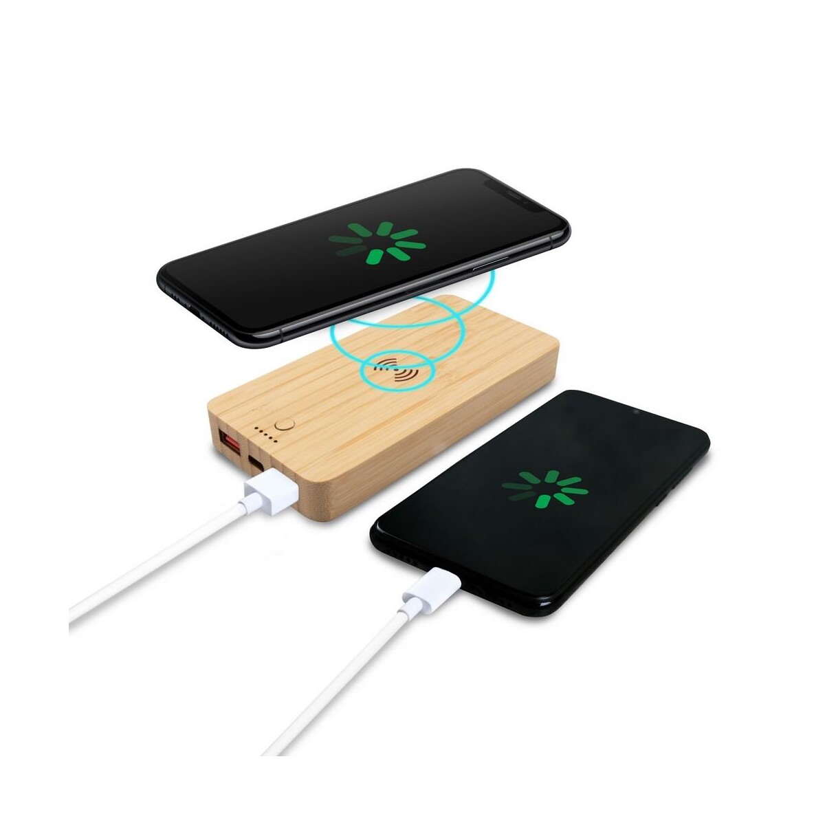 Eko Bambusowy bezprzewodowy power bank 8000 mAh B'RIGHT, ładowarka bezprzewodowa 15W | Benson V0053-17_AAA01