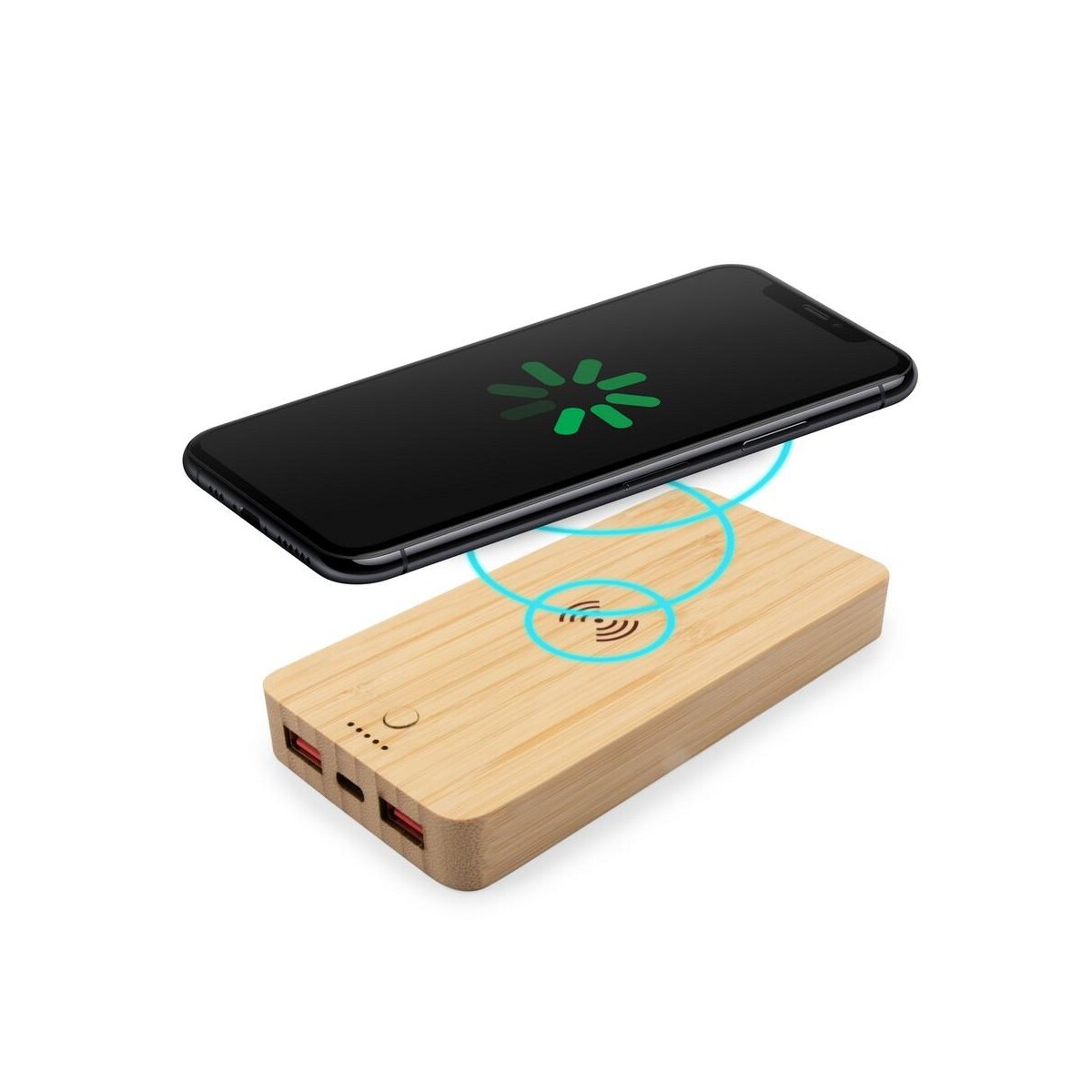 Eko Bambusowy bezprzewodowy power bank 8000 mAh B'RIGHT, ładowarka bezprzewodowa 15W | Benson V0053-17_AAA02