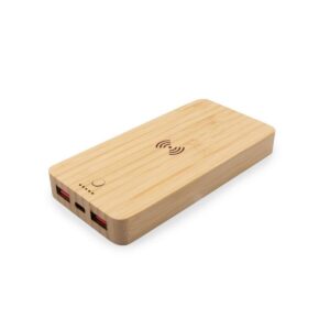Eko Bambusowy bezprzewodowy power bank 8000 mAh B'RIGHT, ładowarka bezprzewodowa 15W | Benson V0053-17_AAA03