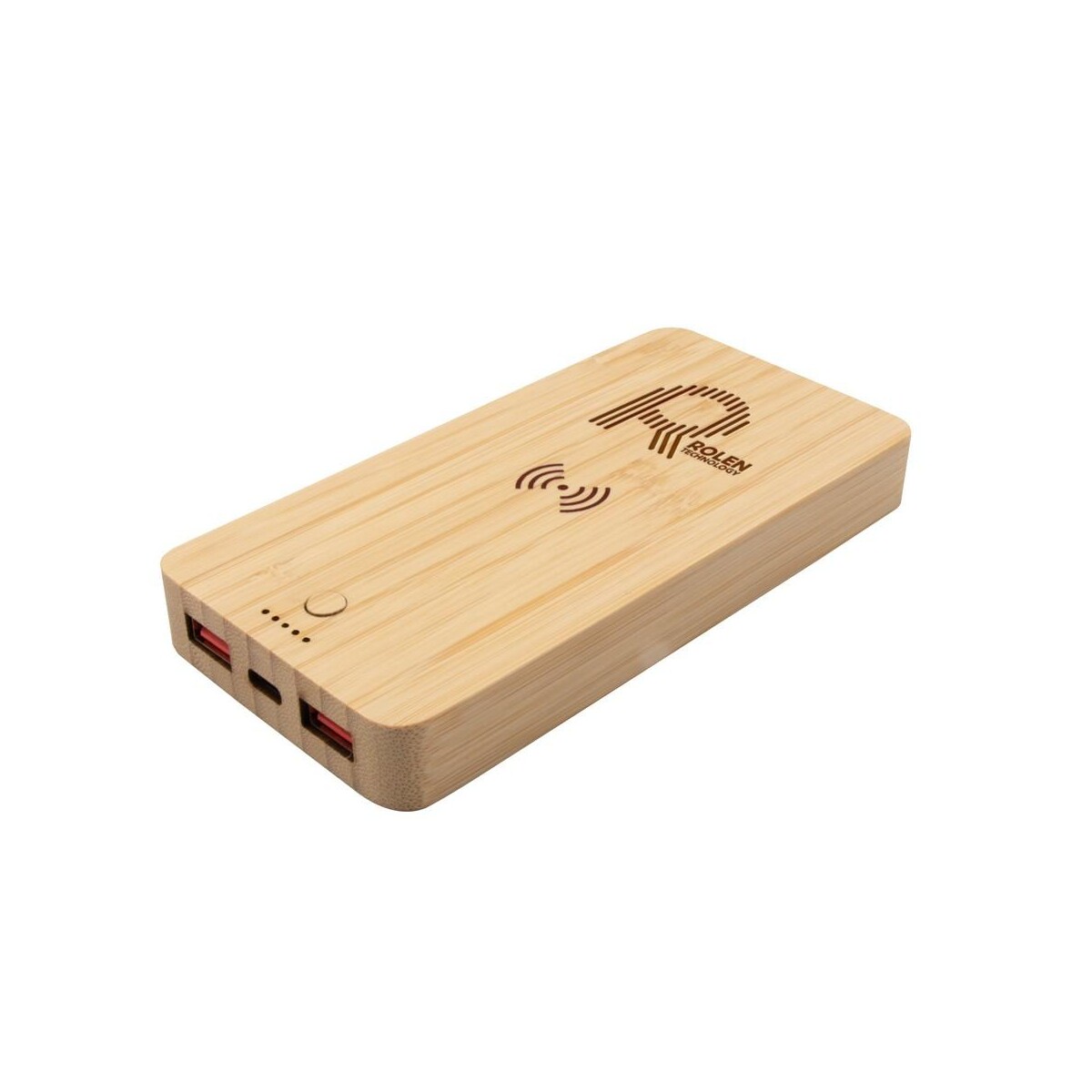 Eko Bambusowy bezprzewodowy power bank 8000 mAh B'RIGHT, ładowarka bezprzewodowa 15W | Benson V0053-17_ILG01