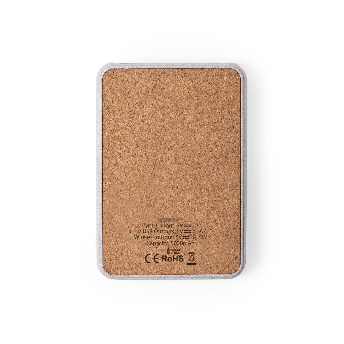 Eko Bezprzewodowy power bank 5000 mAh ze słomy pszenicznej, ładowarka bezprzewodowa 5W V0147-00_IBK01