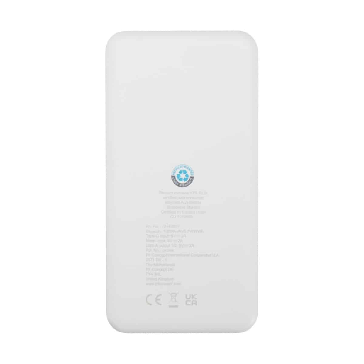 Eko Intan powerbank o pojemności 10 000 mAh i mocy 10 W z tworzyw sztucznych pochodzących z recyklingu 12445801_b1