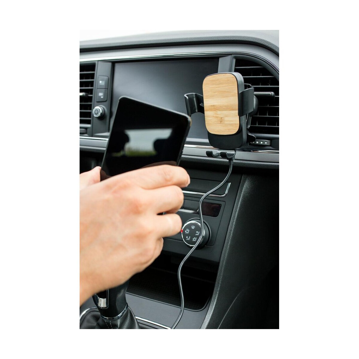 Eko Grawitacyjny samochodowy uchwyt do telefonu, ładowarka bezprzewodowa 15W | Amberle VA107_B