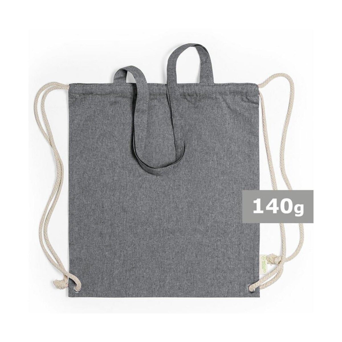 Eko Worek ze sznurkiem i torba na zakupy z bawełny z recyklingu, 2 w 1 V6792-03_AAA00