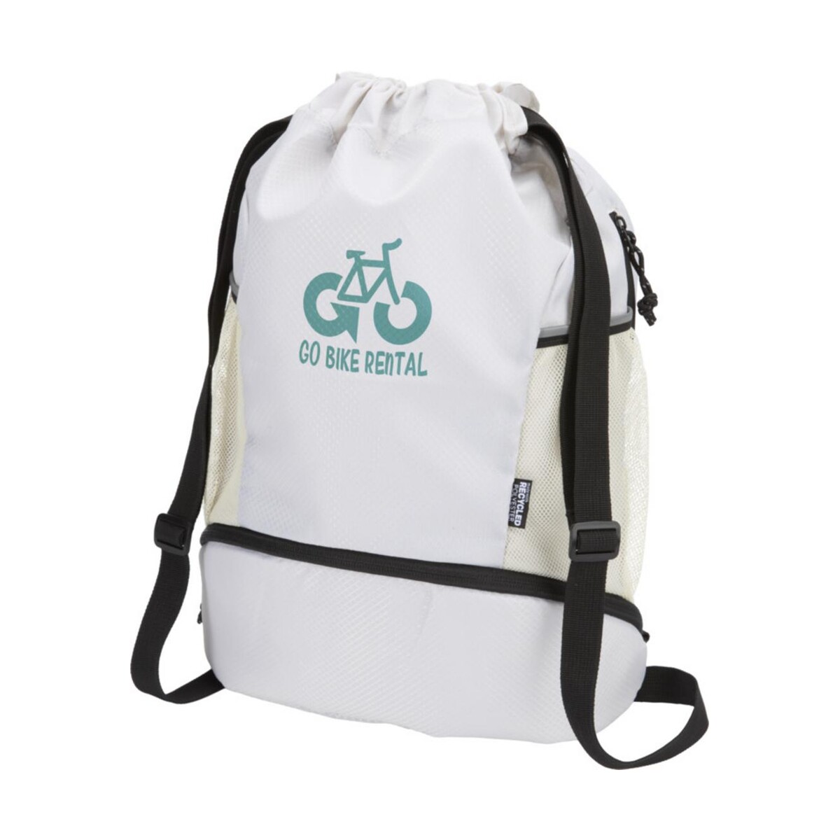 Eko Nomad ściągana na sznurek torba sportowa z recyklingu z certyfikatem GRS o pojemności 18l z dolną komorą 13009932_tr_y1