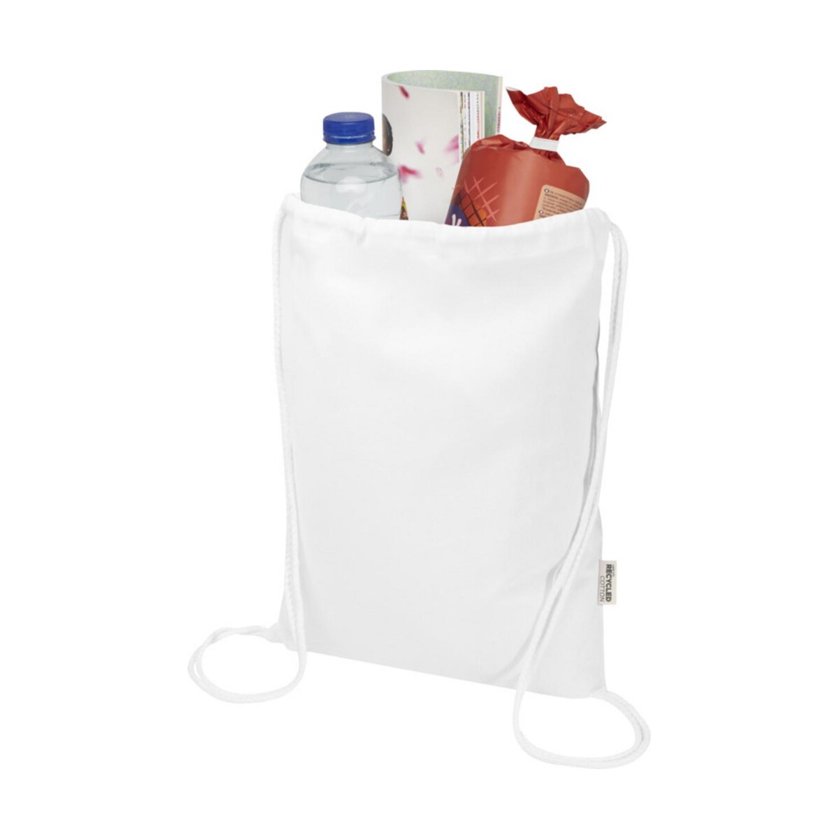 Eko Oregon Blend torba ściągana sznurkiem z materiału materiału z recyklingu, 140 g/m², 5 l, posiadająca certyfikat GRS 12076101_e1
