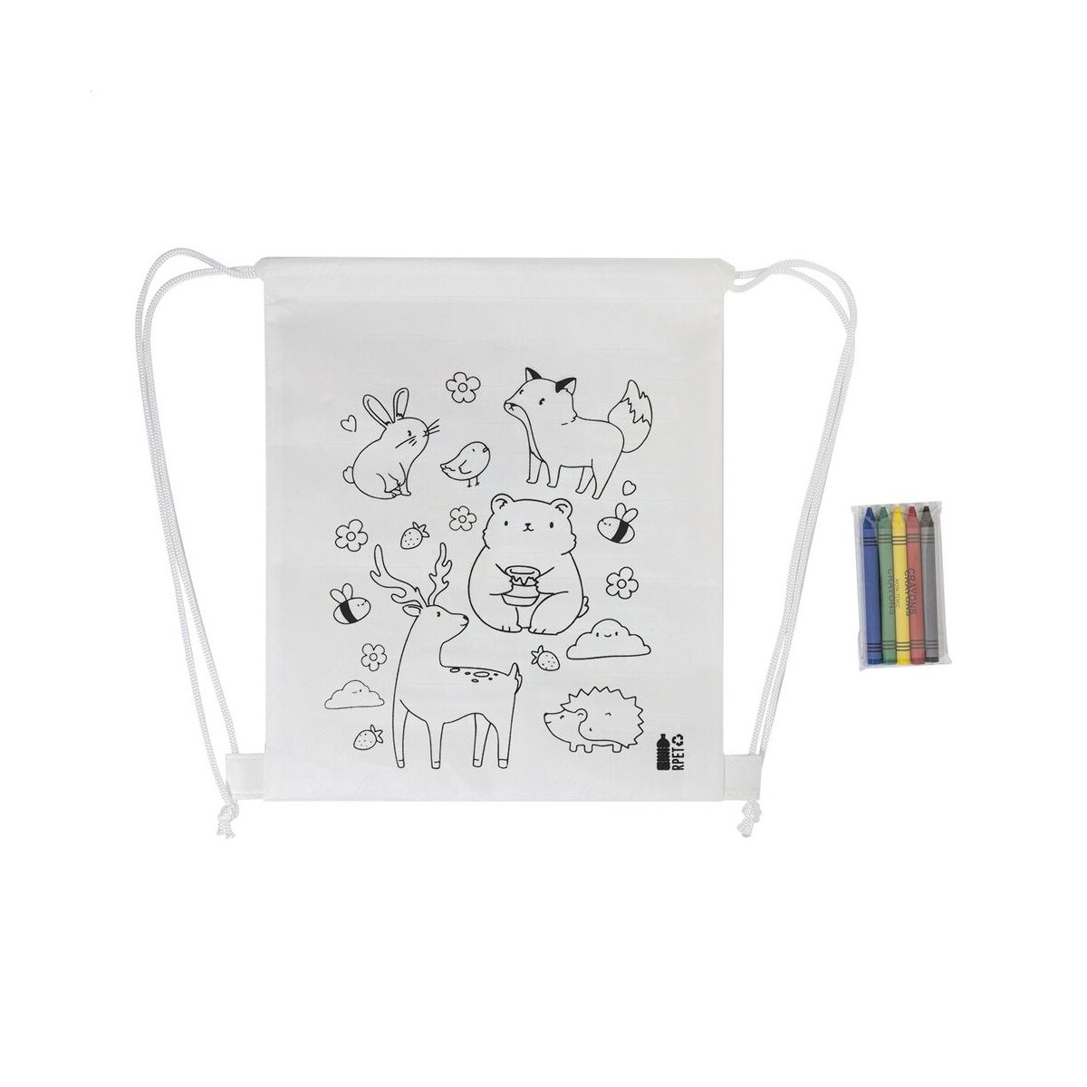 Eko Zocolo Worek ze sznurkiem do kolorowania RPET, zwierzęta AP800298-A