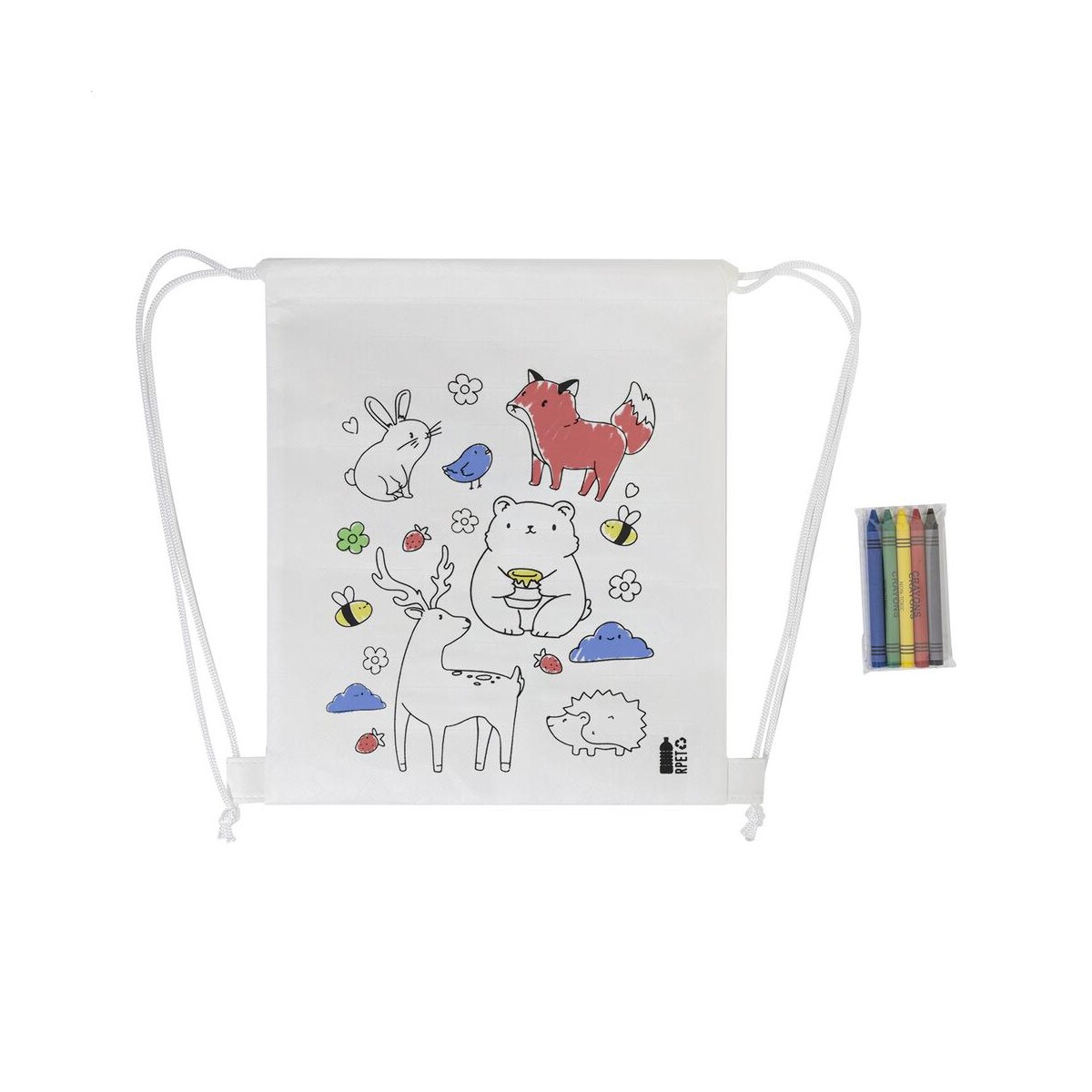 Eko Zocolo Worek ze sznurkiem do kolorowania RPET, zwierzęta AP800298-A__C