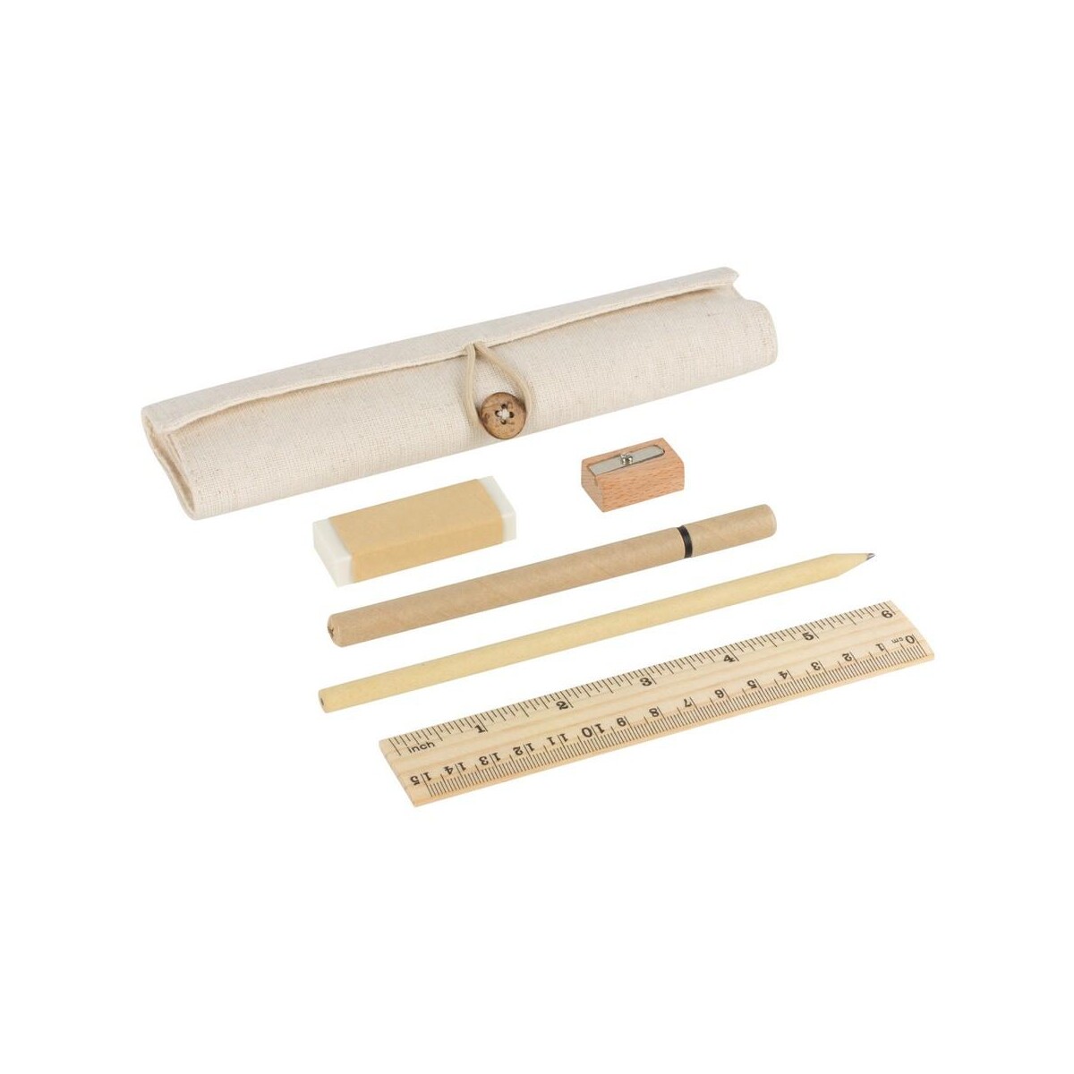 Eko Zestaw szkolny, piórnik, ołówek, długopis, linijka, gumka i temperówka | Lauren V1815-20_AAA02