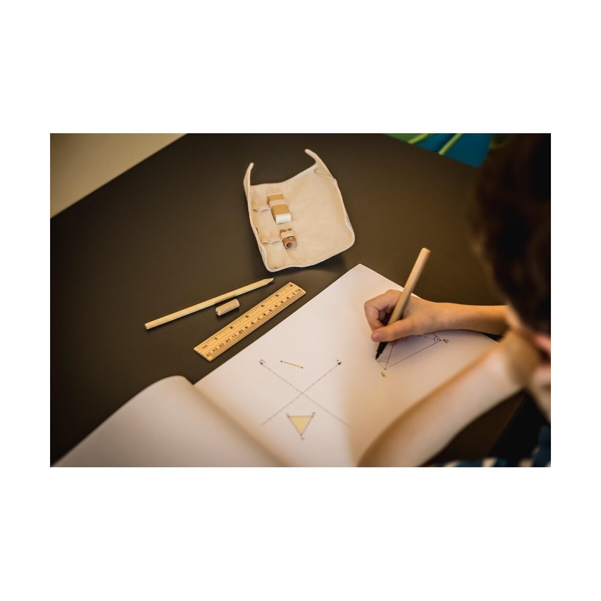 Eko Zestaw szkolny, piórnik, ołówek, długopis, linijka, gumka i temperówka | Lauren V1815_A