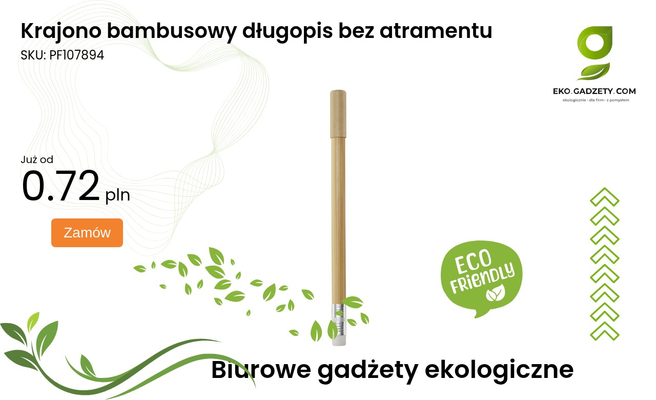 Krajono bambusowy długopis bez atramentu Ekologiczny bambusowy długopis bez wkładu z tuszem