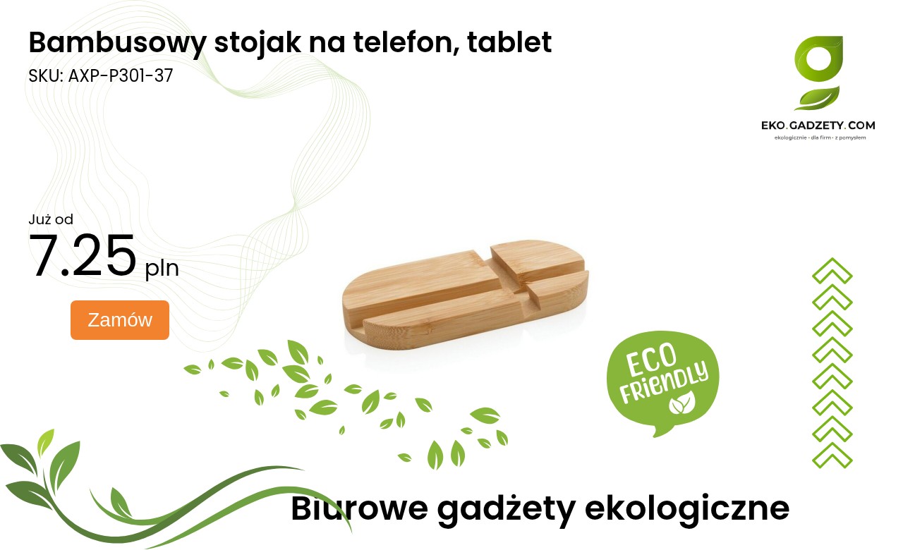 Bambusowy stojak na telefon, tablet Ekologiczny bambusowy stojak na telefon lub tablet