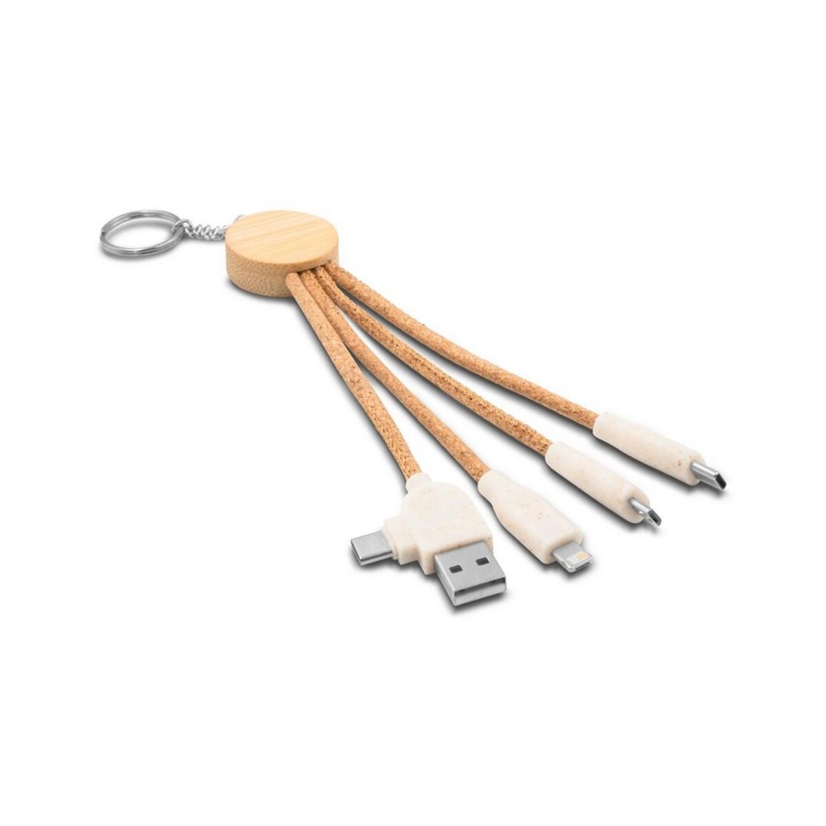Eko Korkowy kabel do ładowania B'RIGHT, bambusowy element, brelok do kluczy | Antez V1294-00_AAA01