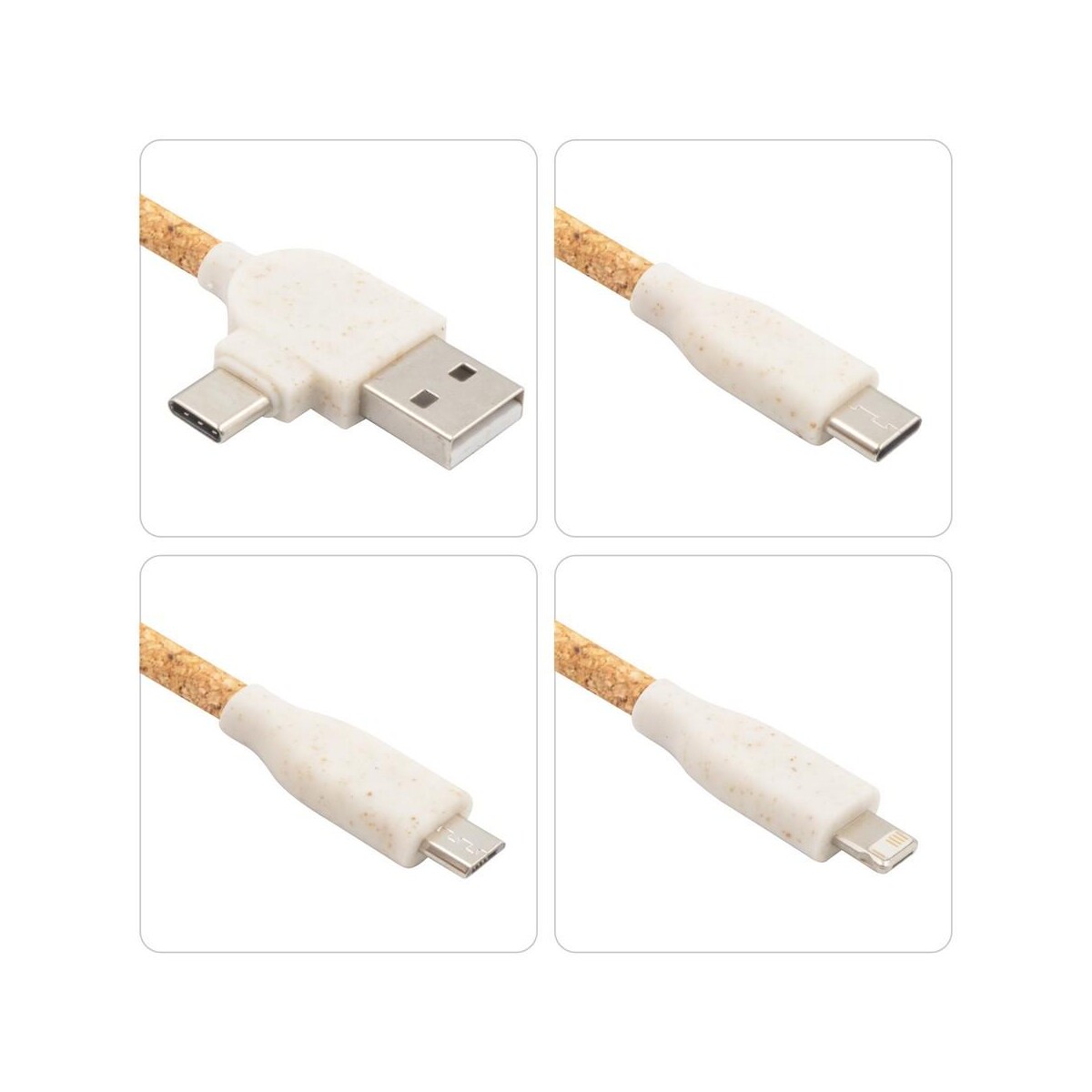 Eko Korkowy kabel do ładowania B'RIGHT, bambusowy element, brelok do kluczy | Antez V1294-00_IDE01