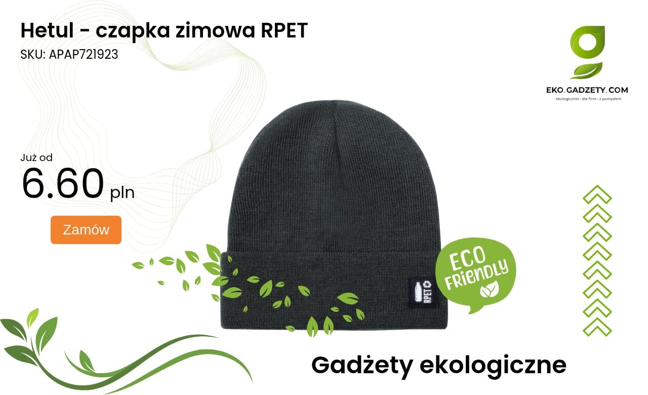 Hetul - czapka zimowa RPET Nowoczesna czapka zimowa Hetul wykonana z materiału RPET
