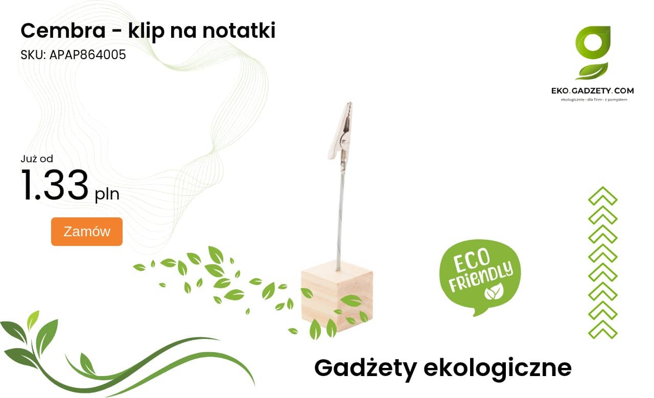Cembra - klip na notatki Cembra klip na notatki w drewnianym wykończeniu